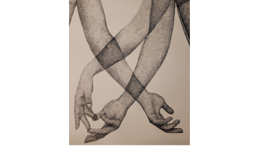 A drawing of two people from the LVR artshow