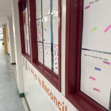 A high school hallway.